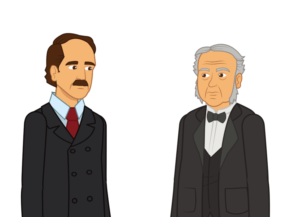 Matthias Schleiden y Theodor Schwann viéndose frente a frente y abriendo y cerrando los ojos.