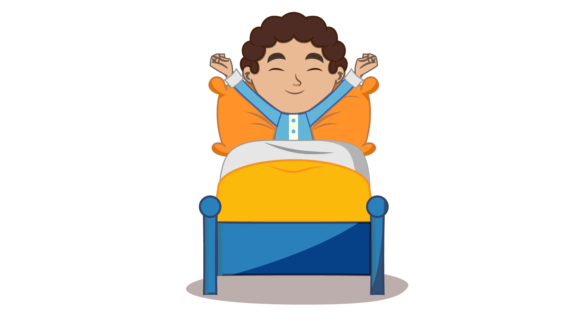 Un niño despertando en su cama.
