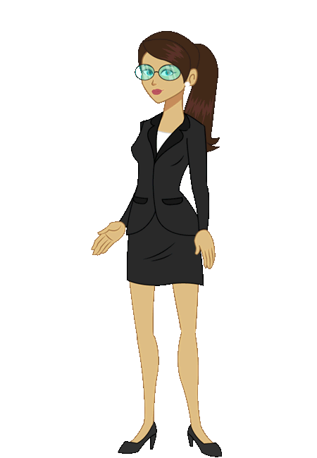 Señorita vestida de ejecutiva, explicando el concepto del proceso administrativo.