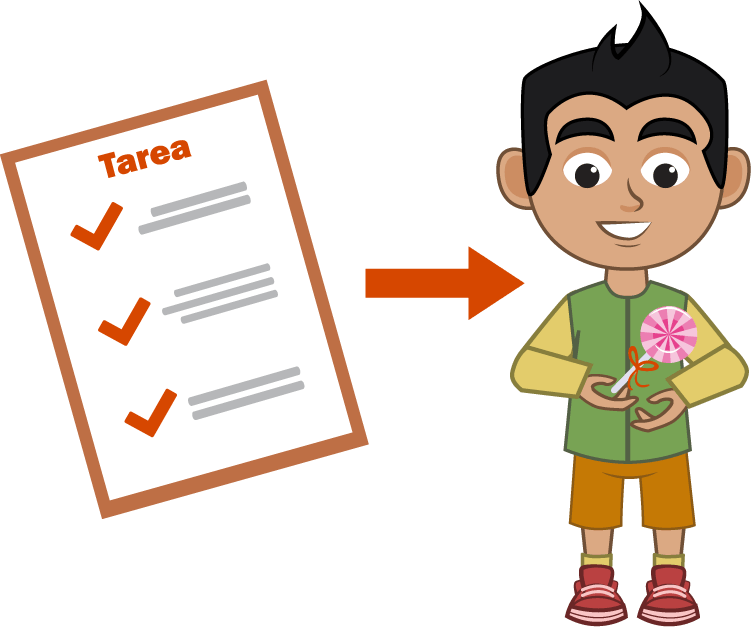 Niño siendo premiado por realizar la tarea.