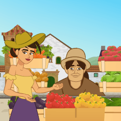 Dos señoras vendiendo frutas.