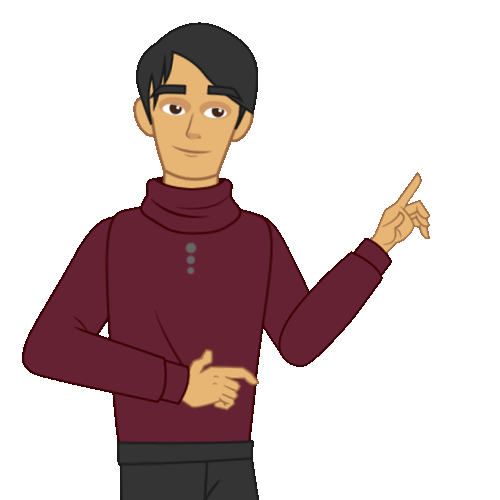 Personaje invitando a navegar por cada uno de los botones.