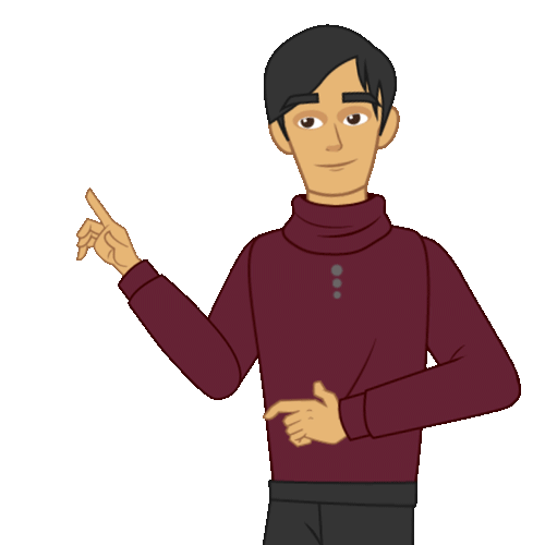 Personaje invitando a revisar la infografía.
