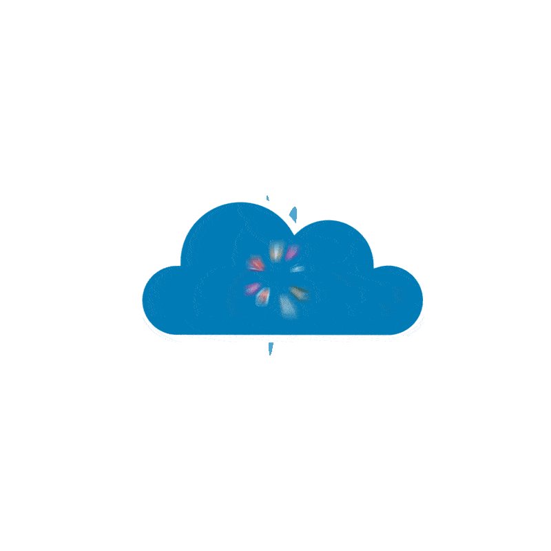 Animación que hace referencia a las aplicaciones web. Las cuales van apareciendo (saliendo de una nube) dentro de una nube, de forma aleatoria.