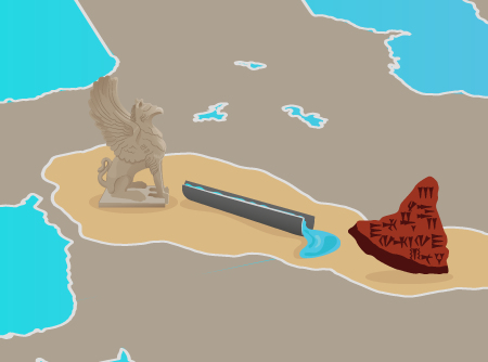  Mapa de Mesopotamia con las diferentes invenciones dadas aquí.