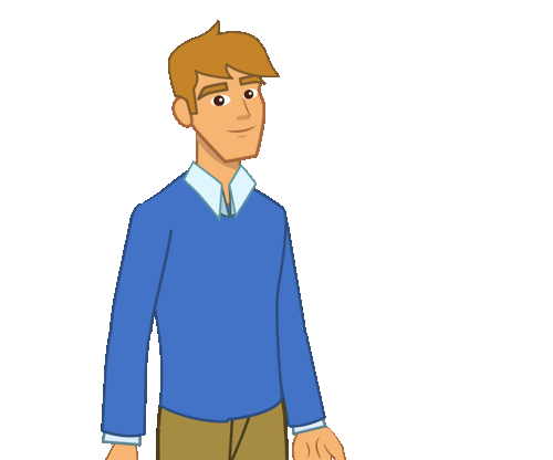 Personaje explicando el tema