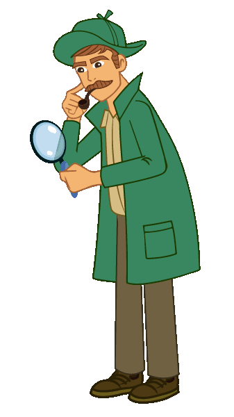 Personaje con una lupa.