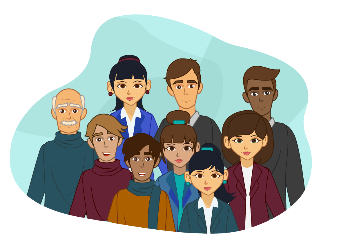 Grupo de personas reunidas.