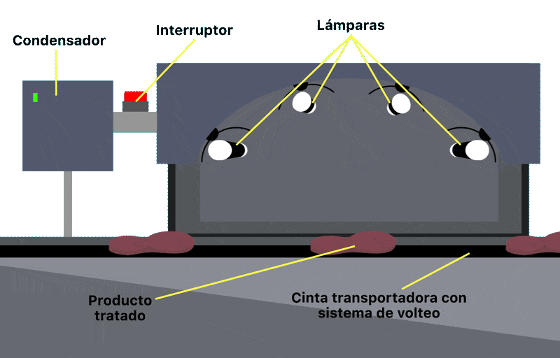  Explicación del sistema para el tratamiento con pulsos de luz.
