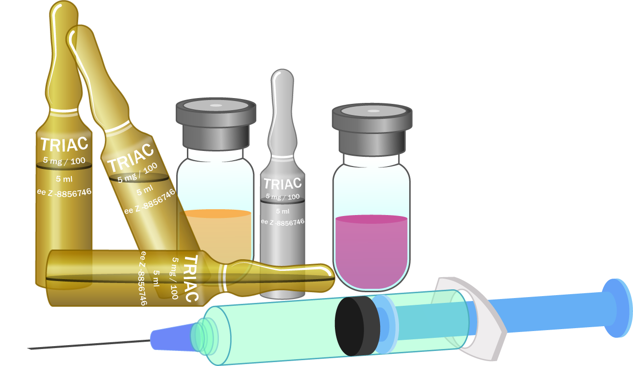Medicamentos y una jeringa.