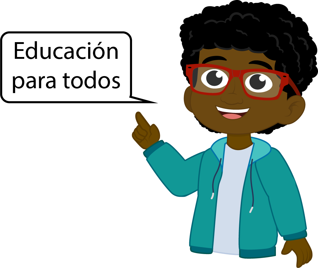  Caricatura que presenta un niño pidiendo educación inclusiva.