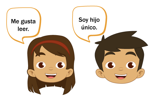  Caricatura de un niño y una niña diciendo características de ellos.