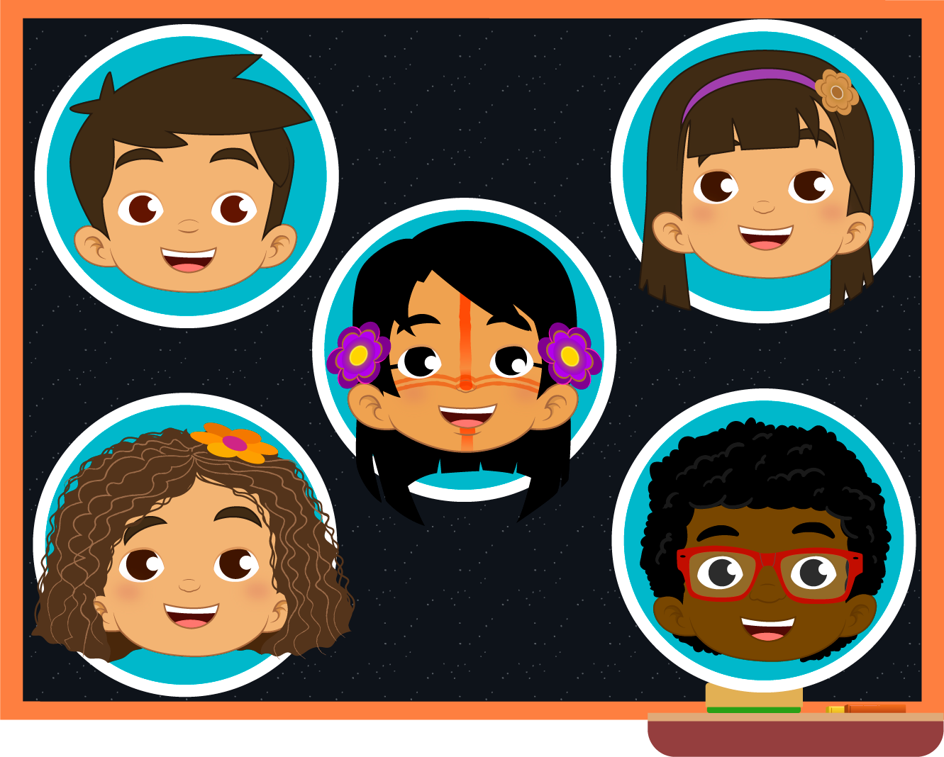 Collage con diversidad de culturas de niños y niñas. con la frase: Se reconocen posibilidades diversas de ser niño y niña.