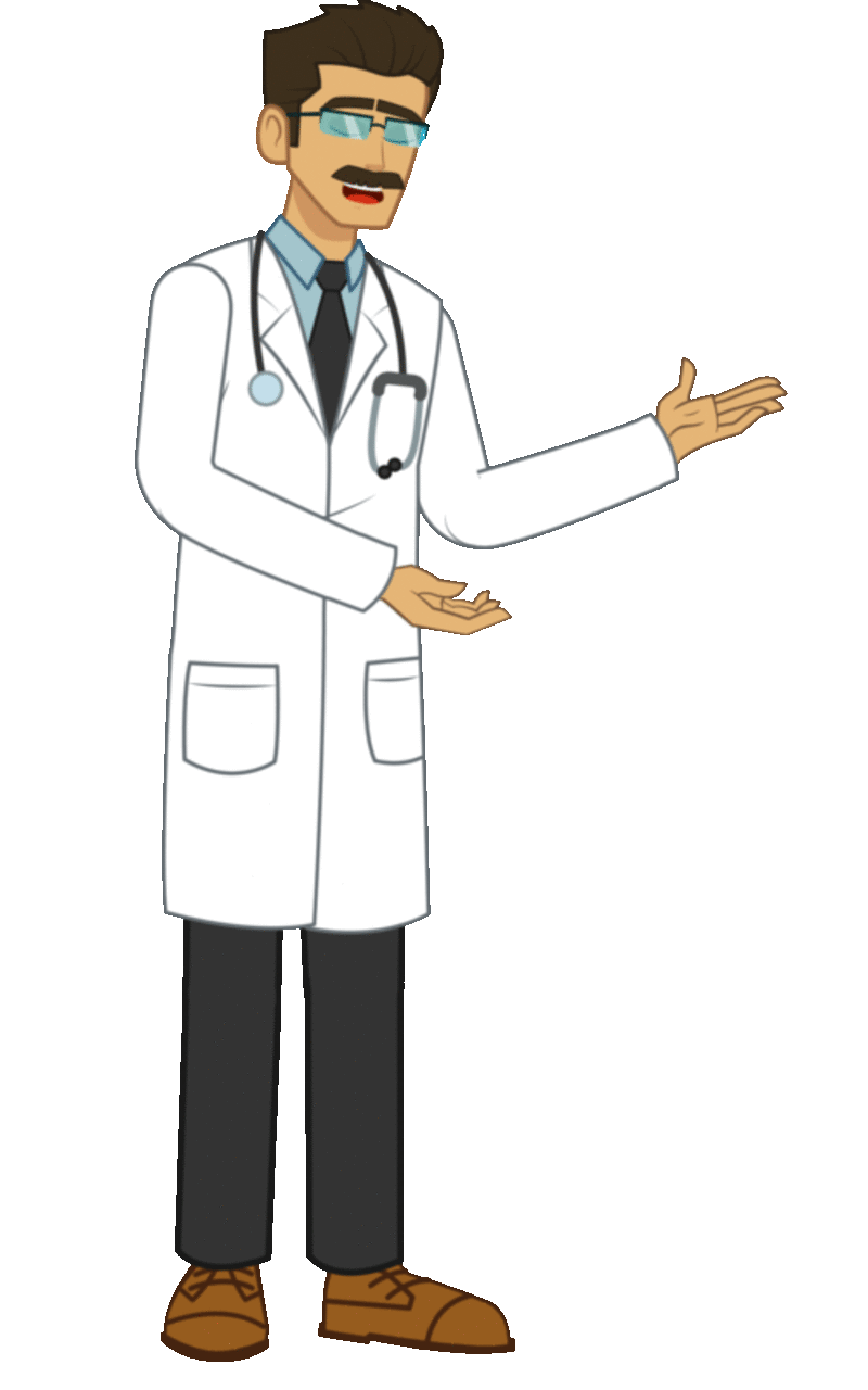 Docente de anatomía animal vestido con bata blanca manga larga que explica los conceptos de osteología animal.