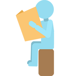 Icono de persona leyendo un documento.