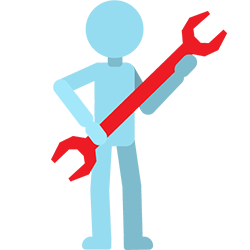 Icono de persona con una llave boca fija.