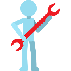 Icono de persona con una llave boca fija.
