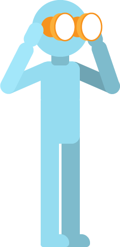  Icono de persona buscando con unos binoculares.