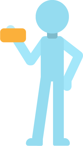 Icono de persona mostrando una tarjeta.