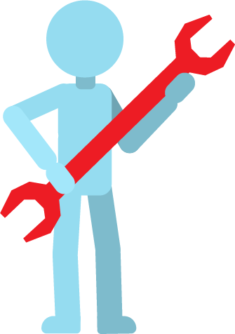  Icono de persona con una llave boca fija.