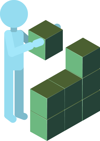 Icono de persona construyendo una matriz.