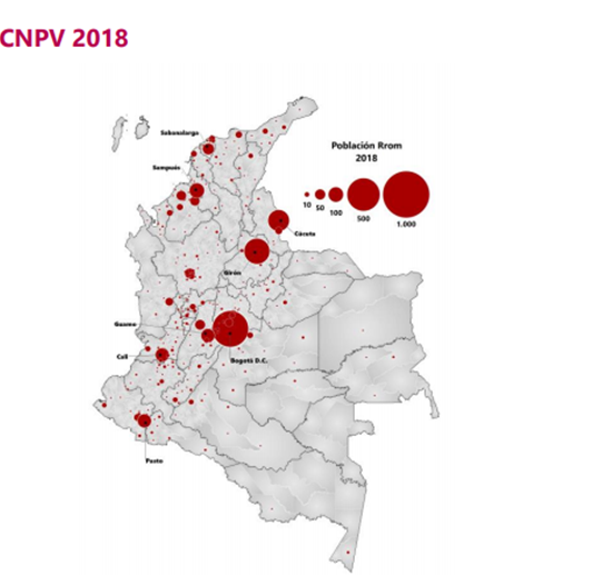 Mapa de Colombia ubicación del pueblo Rom