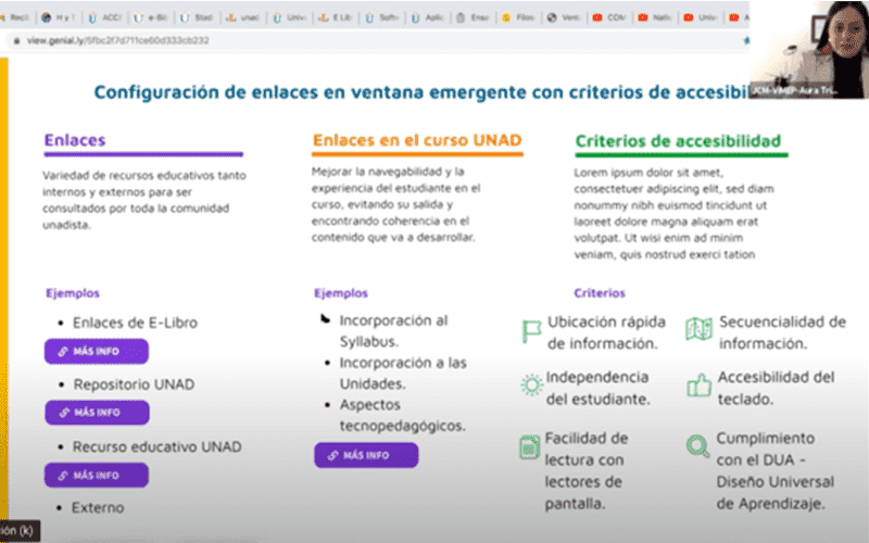Capacitación a docentes en la configuración de enlaces en ventana emergente con criterios de accesibilidad.