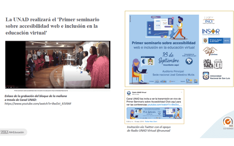 Banner invitación al Primer seminario de accesibilidad Web en la educación virtual.