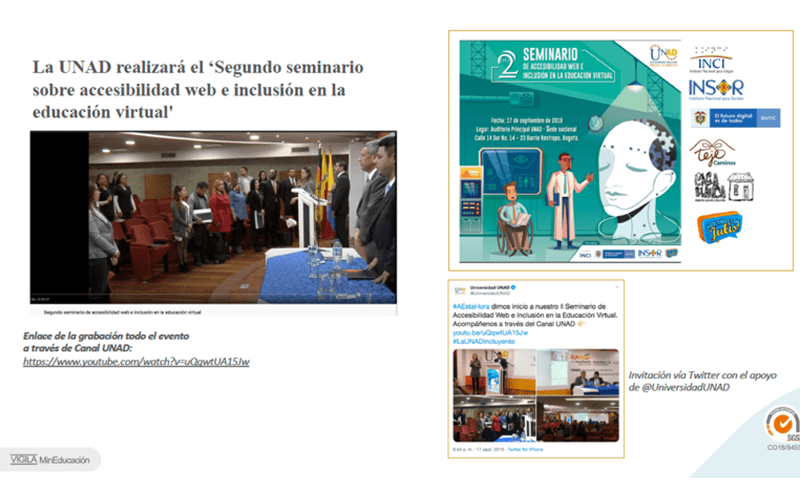 Banner de invitación al segundo seminario de accesibilidad web en la educación virtual.