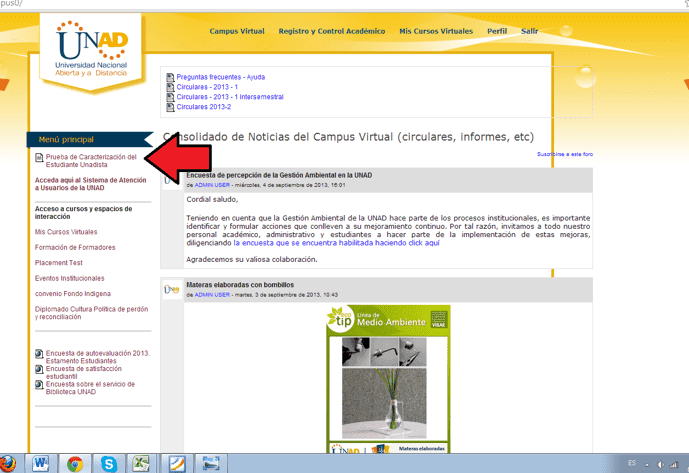 Prueba de caracterización de estudiantes.