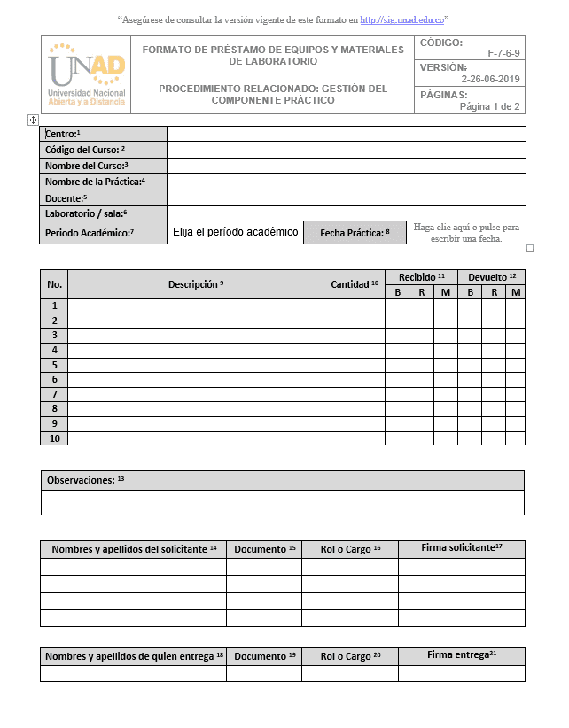 F-7-6-9 formato de préstamo de equipos y materiales de laboratorio.