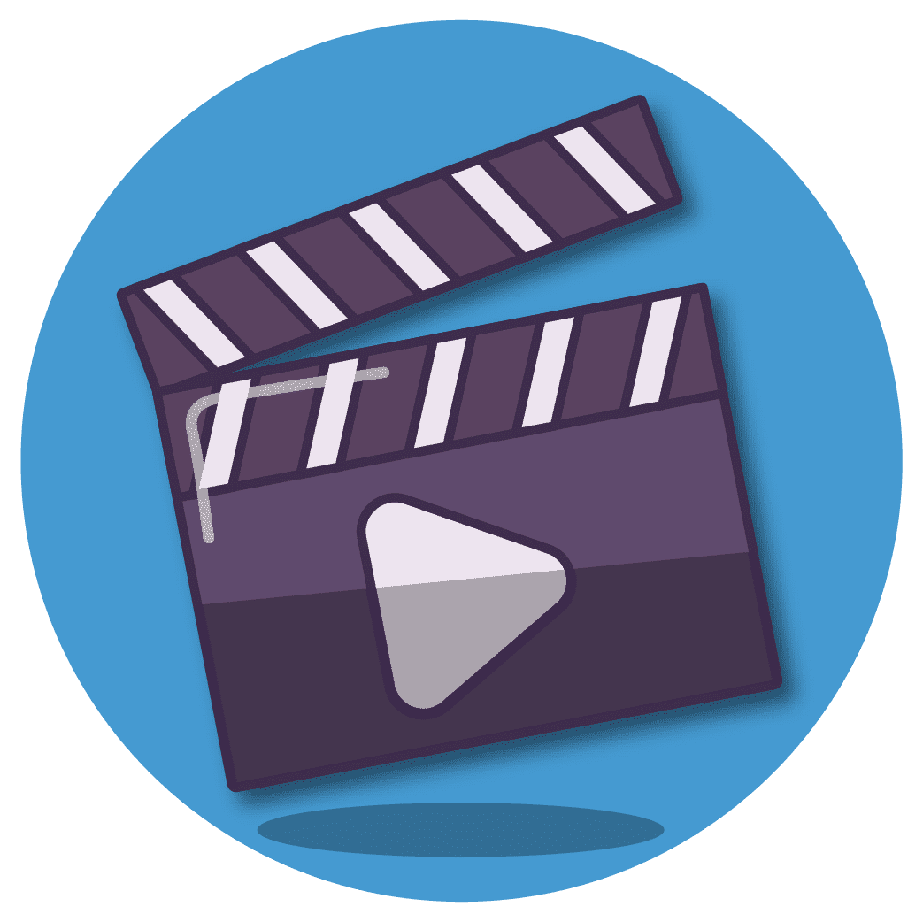Plaqueta de cine con el icono de reproducir.