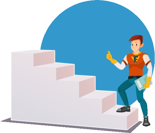 Estudiante subiendo escaleras.