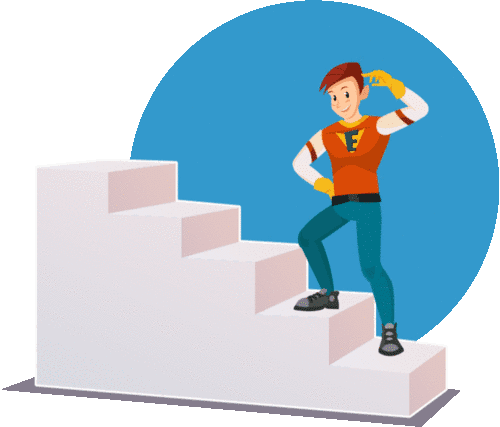 Estudiante subiendo escaleras.