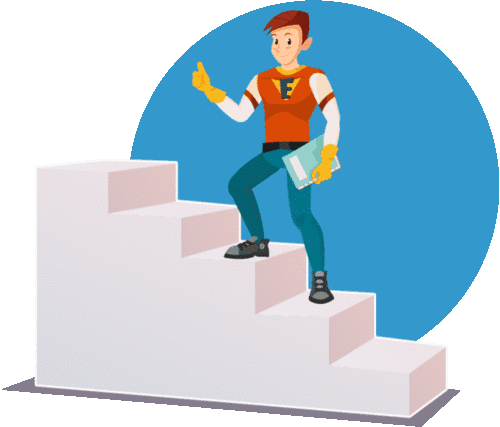 Estudiante subiendo escaleras