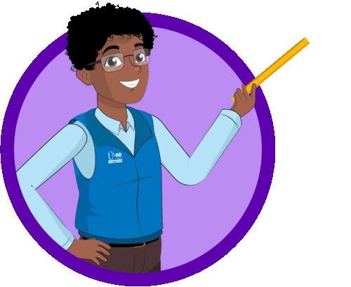 Avatar de bibliotecario hablando.