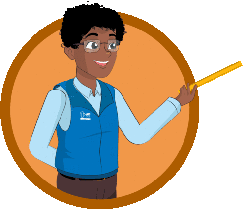 Avatar de bibliotecario hablando.