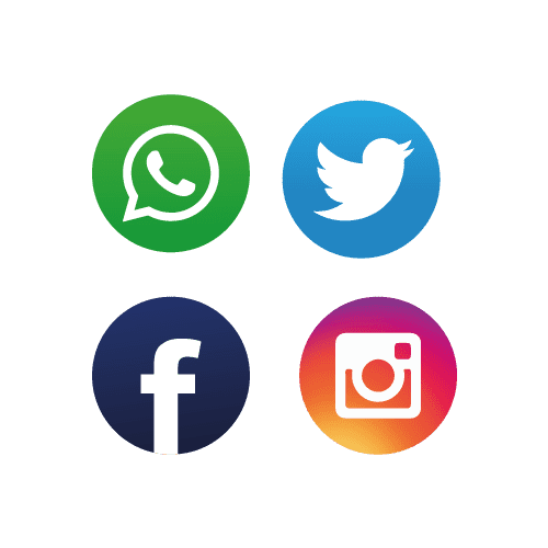Iconos de distinguidas redes sociales como whatsapp, twitter, facebook y instagram.