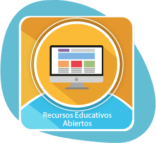 Una  pantalla de computador con el texto Recursos Educativos  Abiertos.