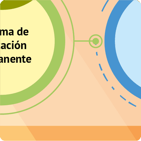 ficha numero 10 de  izquierda a derecha de arriba abajo.esta ficha va en la segunda fila. Ilustracion de la mitad de un circulo verde  con la frase  sistema de educacion permanente.