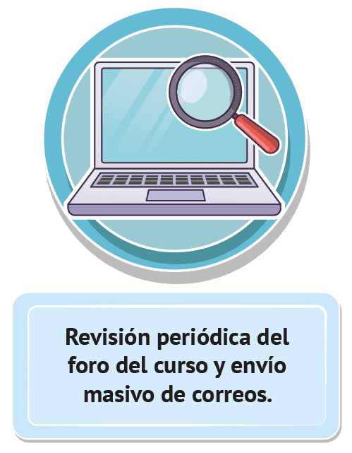 Revisión periódica del foro del curso y envío masivo de correos